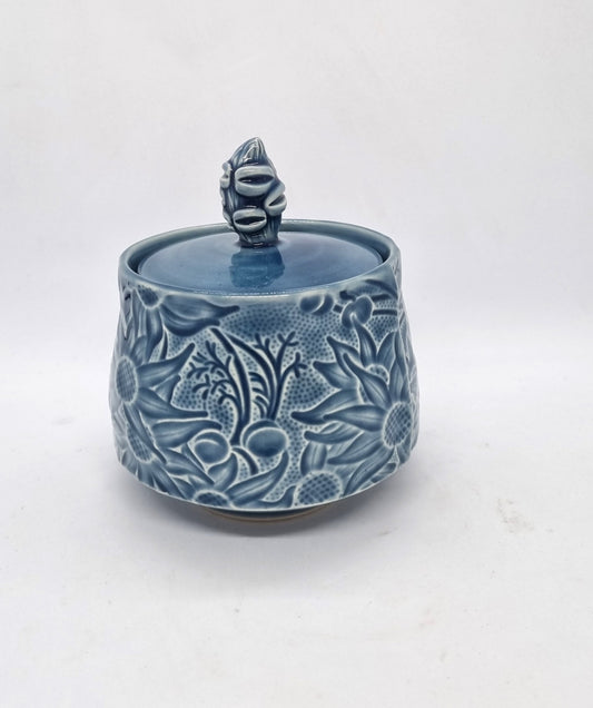 Flannel Flower Sugar Pot - Blue