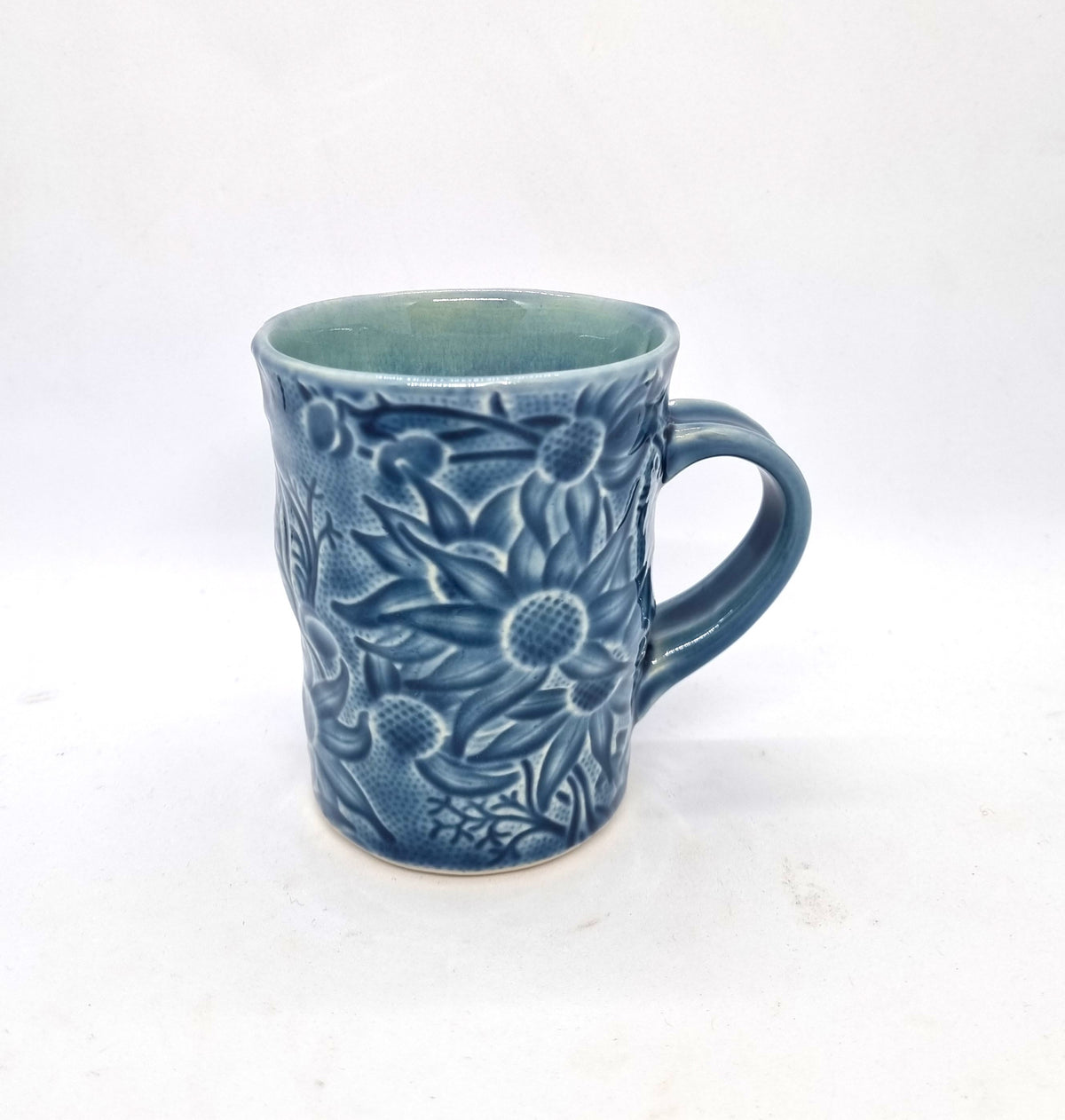 Flannel Flower Mugs - Short & Tall - Blue