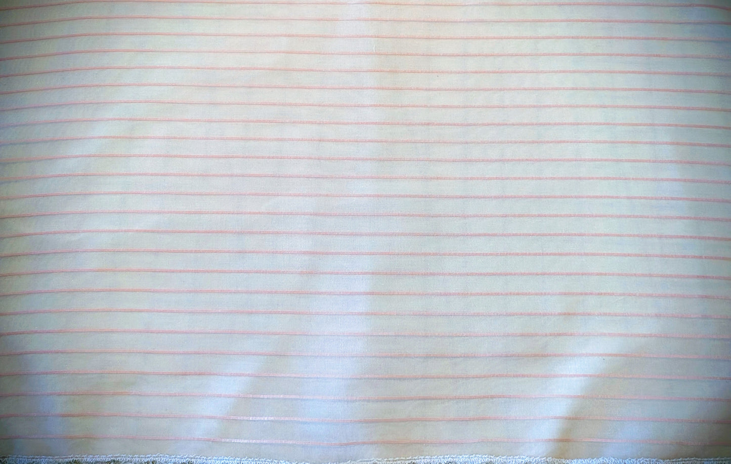 Apricot Stripe Sheer Scarves, White Trim Hem