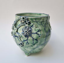 Load image into Gallery viewer, Green Gloss Tripod Temple Jar