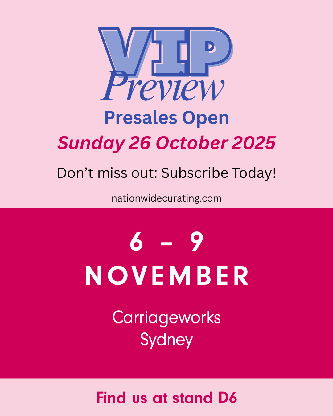 Attention Subscribers: VIP Preview & Pre-sales - Affordable Art Fair Sydney