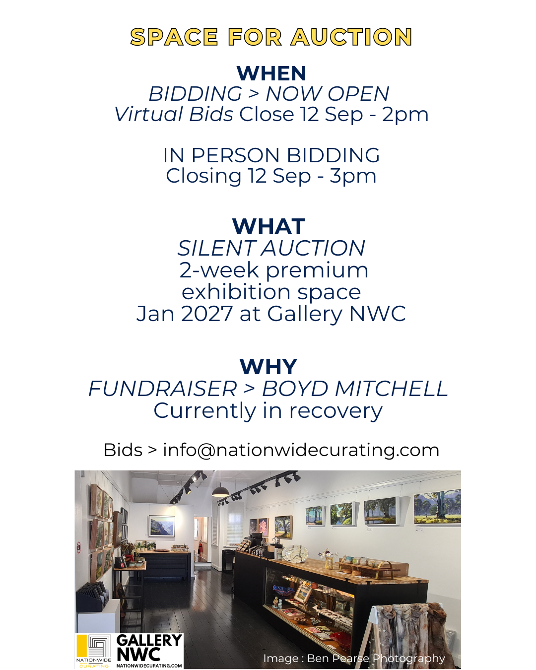 AUCTION of 2-week exhibition space!