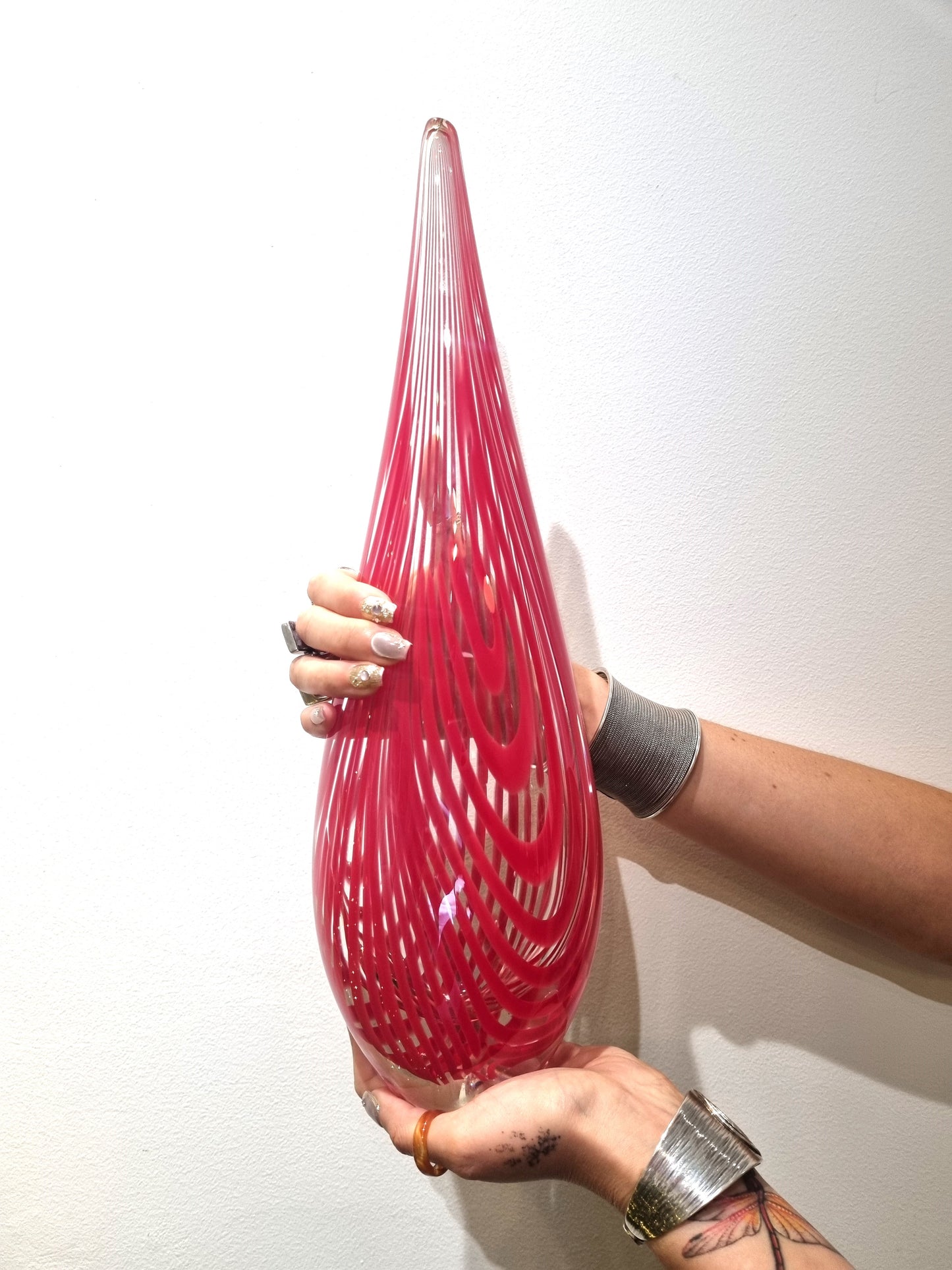 Tall Carmine Cane Vase