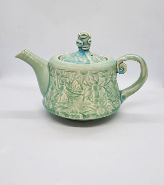 Flannel Flower Teapot in Teal-Celedon