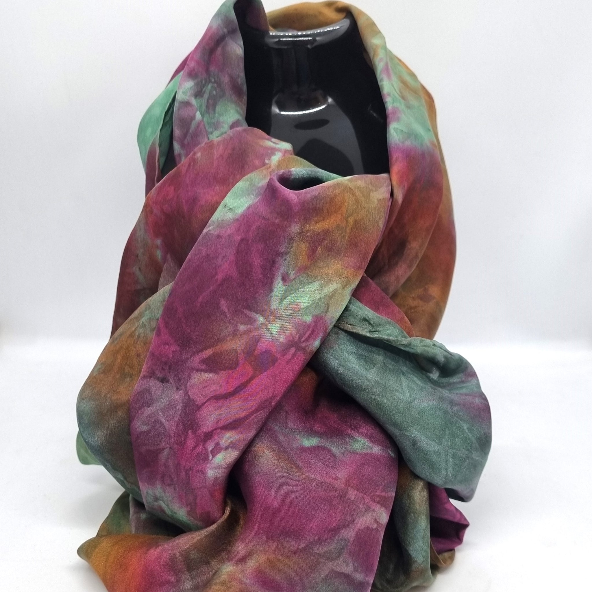 Botanical top hand dyed habotai silk scarf - 12