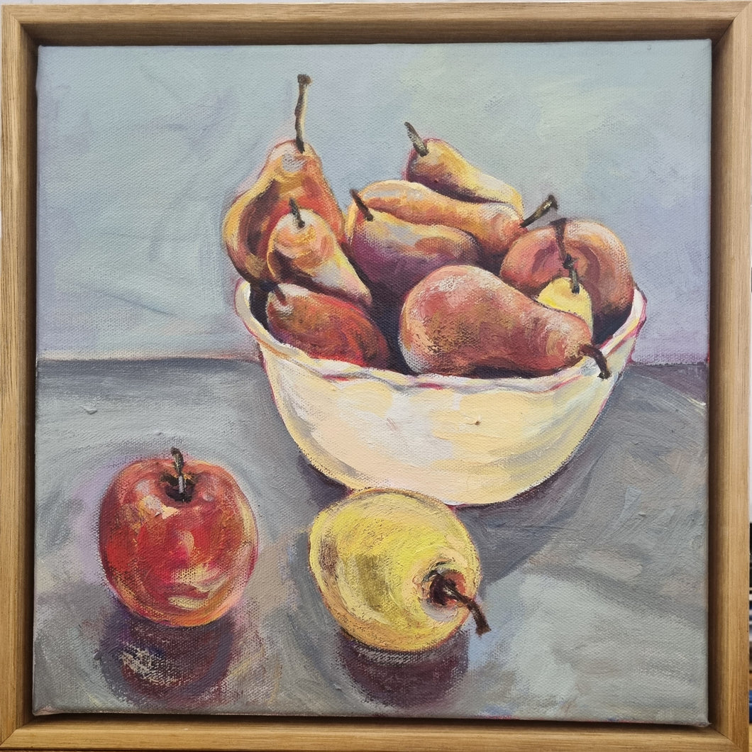 Pears and Apple in Red