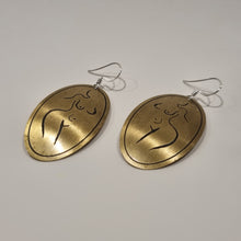 Load image into Gallery viewer, Etched Brass Metal Earrings - Female Form (golden with dark etch)
