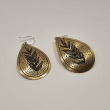 Load image into Gallery viewer, Etched Brass Metal Earrings - Byfield Fern Teardrop
