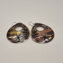 Load image into Gallery viewer, Etched Brass Metal Earrings - Large Dragonfly
