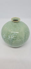 Load image into Gallery viewer, Small green/blue dripping smooth glaze vase 1.
