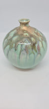 Load image into Gallery viewer, Small green/blue dripping smooth glaze vase 2.
