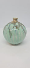 Load image into Gallery viewer, Small green/blue dripping smooth glaze vase 2.
