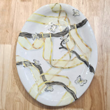 Load image into Gallery viewer, Platter hand painted with driftwood, butterflies &amp; ribbon
