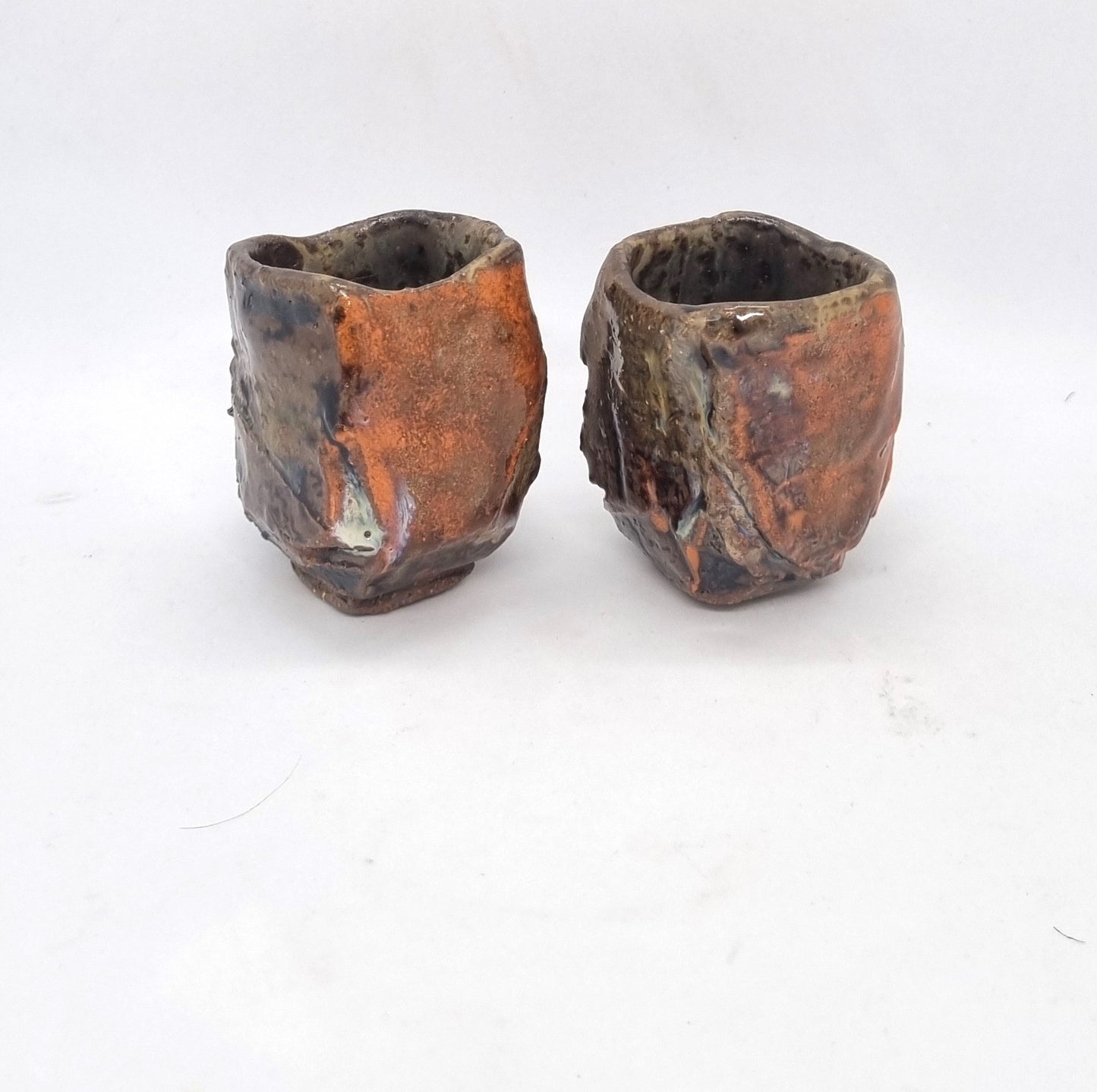 Small Rustic Cup - Orange Splash
