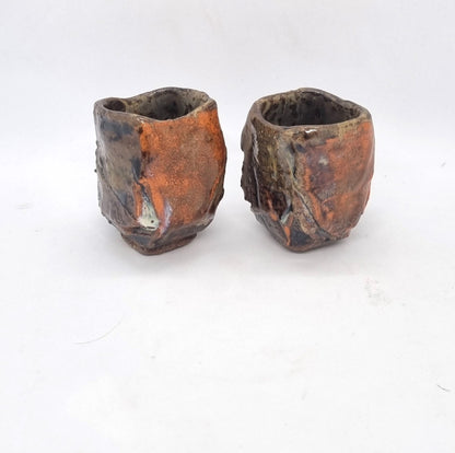 Small Rustic Cup - Orange Splash