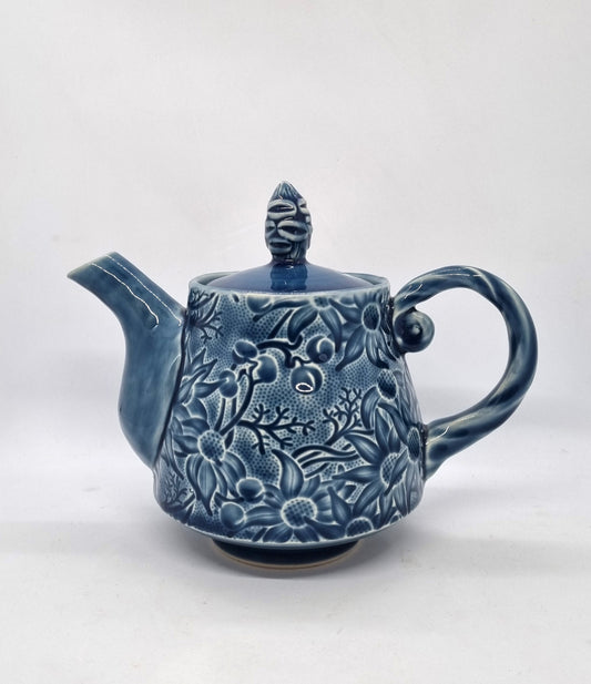 Flannel Flower Teapot - Blue