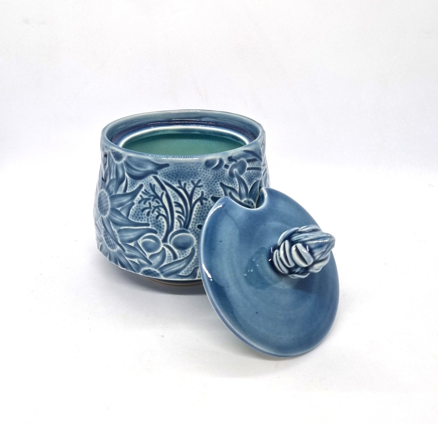 Flannel Flower Sugar Pot - Blue
