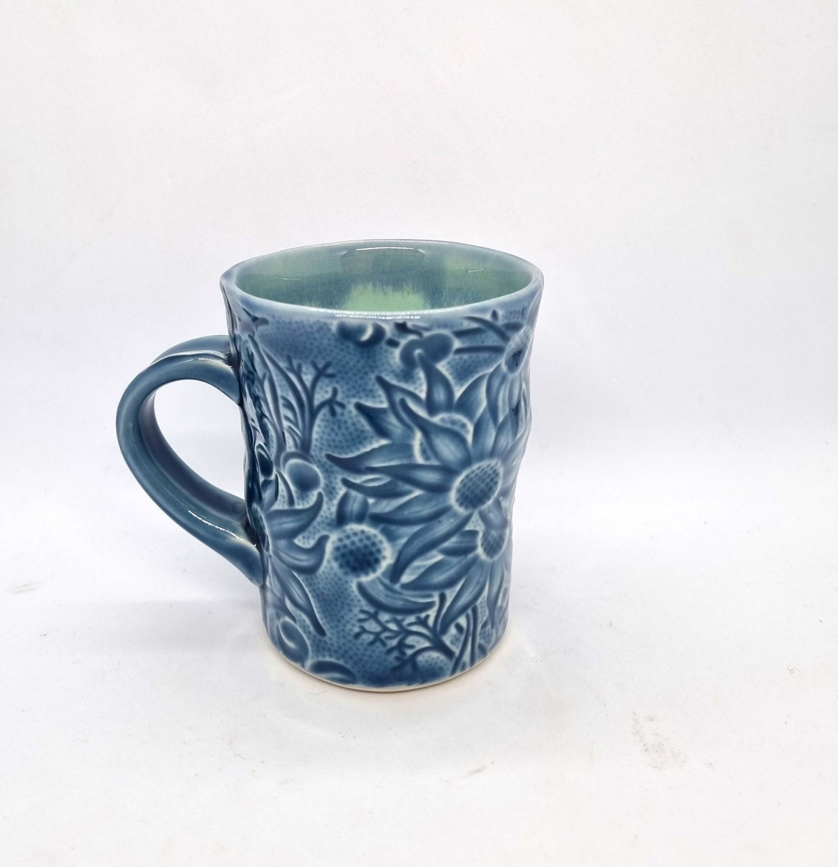 Flannel Flower Mugs - Short & Tall - Blue