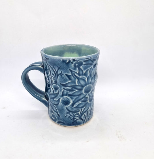 Flannel Flower Mugs - Short & Tall - Blue