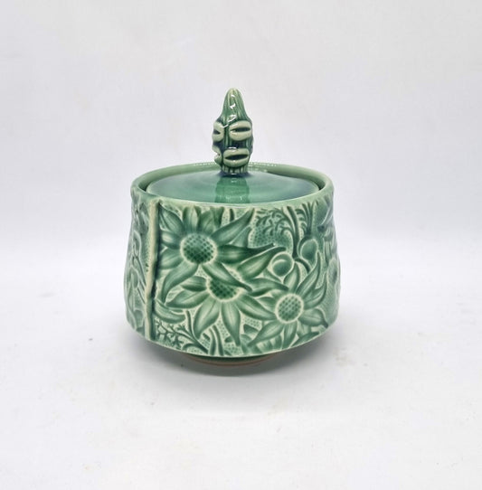Flannel Flower Sugar Pot - Green