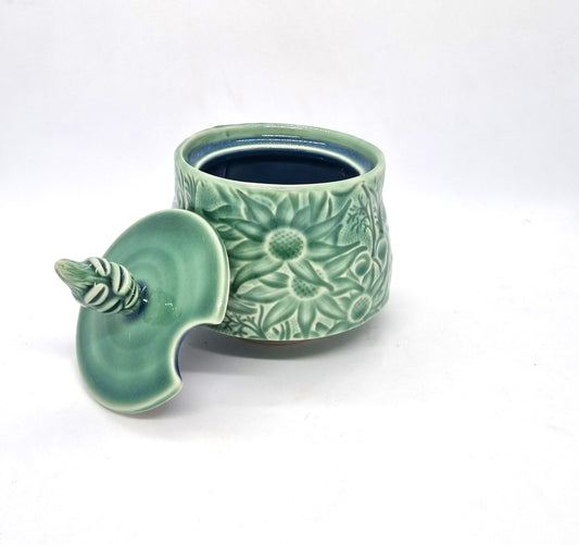 Flannel Flower Sugar Pot - Green