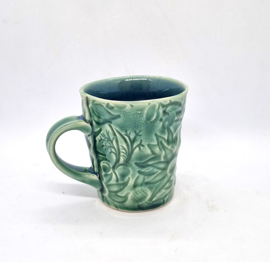 Flannel Flower Mugs - Short & Tall - Green