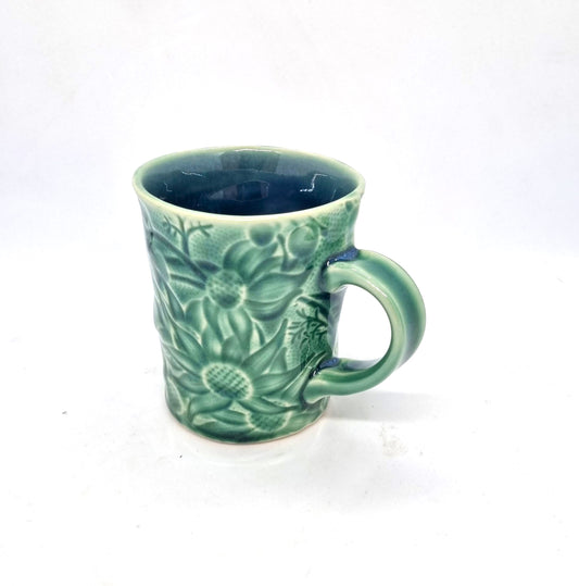 Flannel Flower Mugs - Short & Tall - Green
