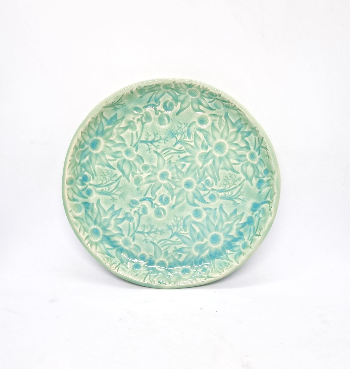 Mint Flannel Flower Side Plates