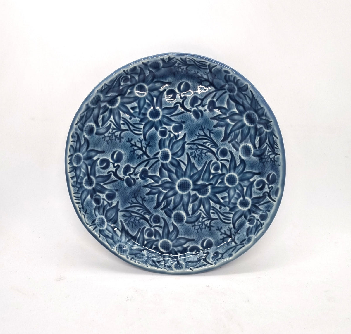 Blue Flannel Flower Side Plates