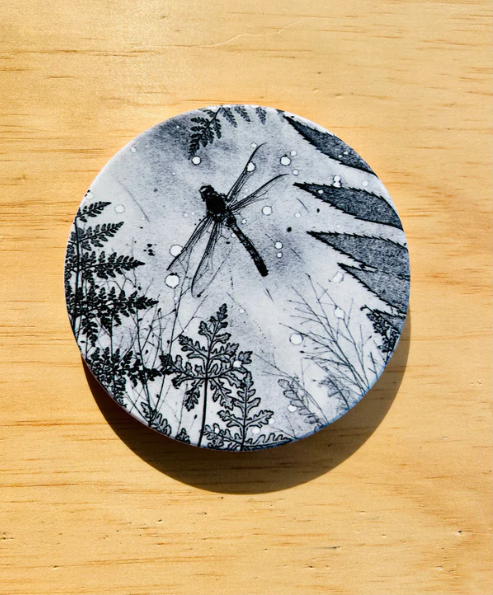 Dark Dragonfly Ceramic Coaster