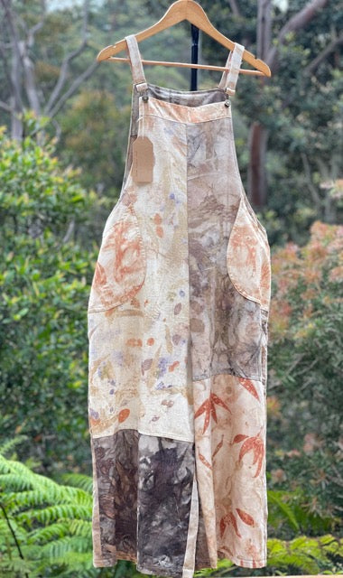 Eco Printed and Dyed Silk Overalls (medium) 1