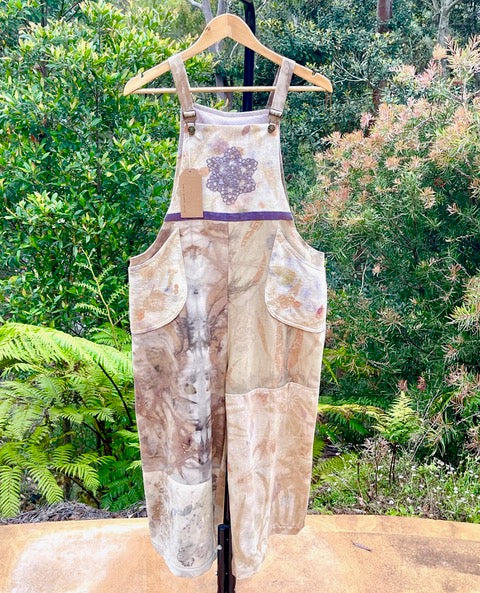 Eco Printed and Dyed Silk Overalls (small)