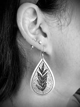 Load image into Gallery viewer, Etched Brass Metal Earrings - Byfield Fern Teardrop
