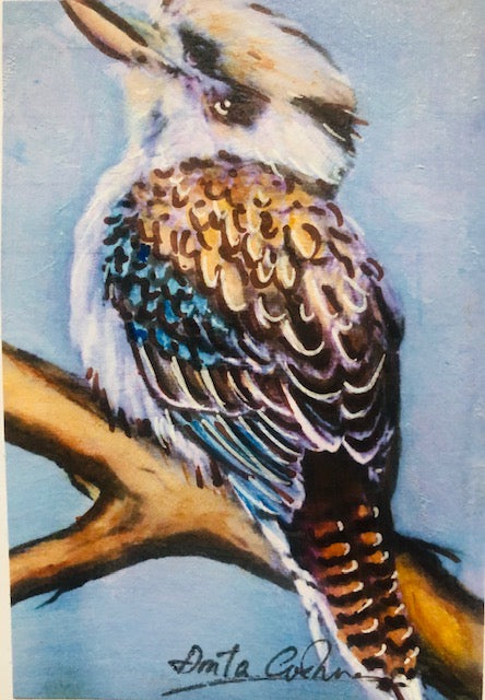 Hand-painted card - Kookaburra 2