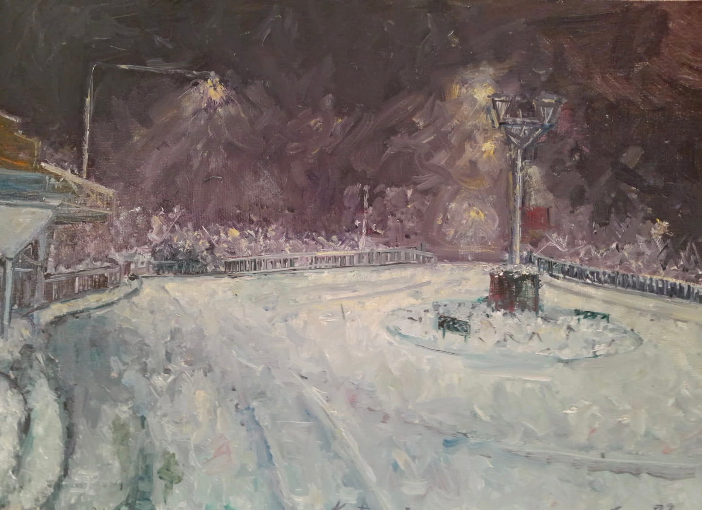Katoomba at Night in Snow