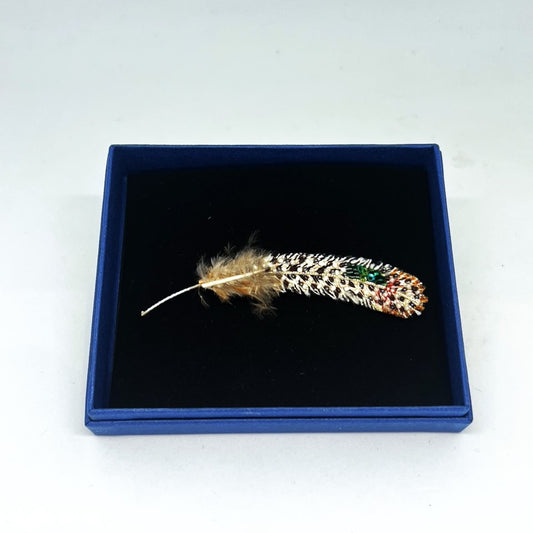 Peacock Pheasant Feather Brooch