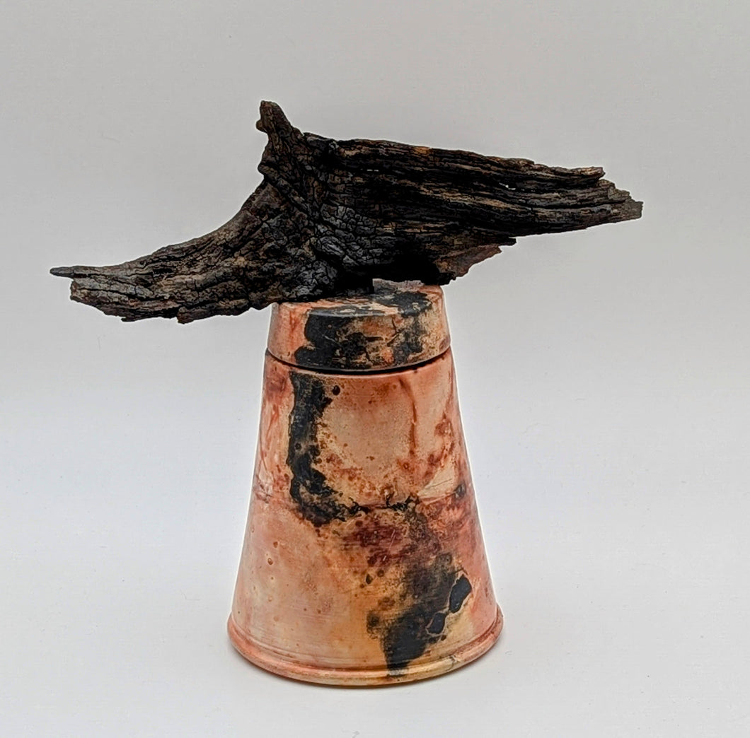 Box with wood top - pink tall