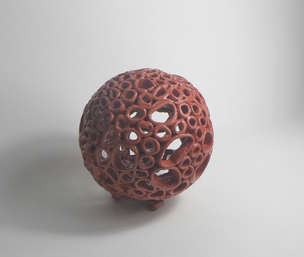 Sphere 3 - Red - Like the shoreline, this piece is both strong and vulnerable - shaped endlessly by tide and time.