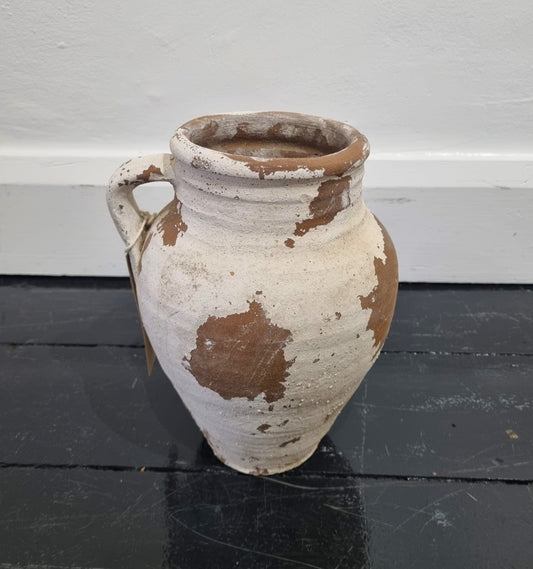 Small Vintage White Turkish Pot
