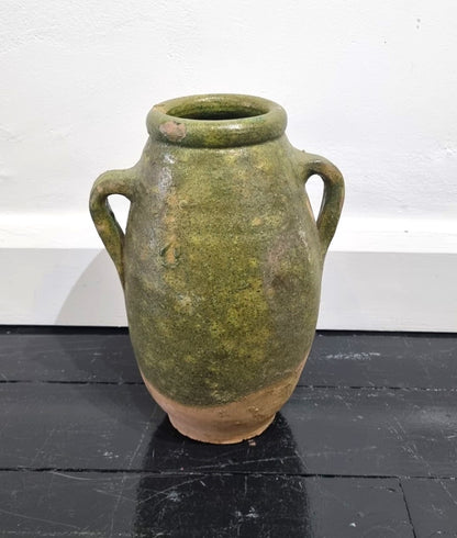 Vintage Green Glazed Turkish Pot #2