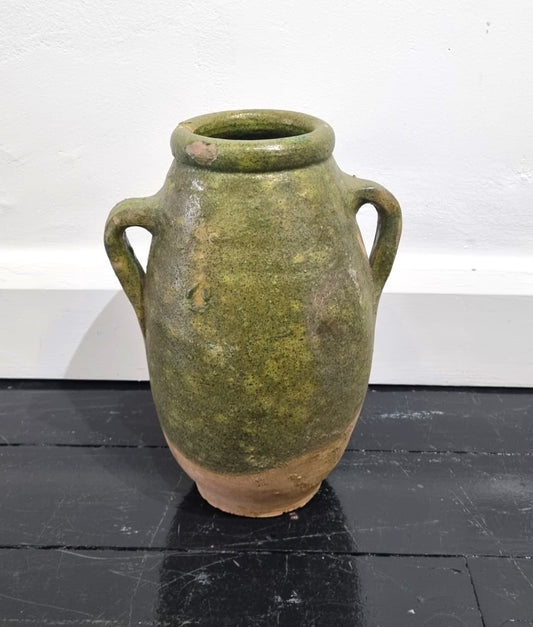 Vintage Green Glazed Turkish Pot #2
