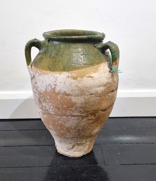 Large Vintage Glazed Top - White Turkish Pots