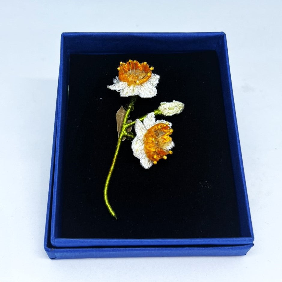 White Daffodils Brooch