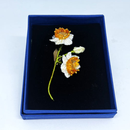 White Daffodils Brooch