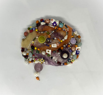 Brooch 1 - Orange and Purple